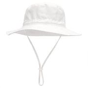 Zonnehoed e zonnebrille per bambino con protezione UV UPF 50+, cappello da mare per bambini con fascia regolabile e larga visiera, copricapo da spiaggia per bambini (S: 48-50cm) - Bianco