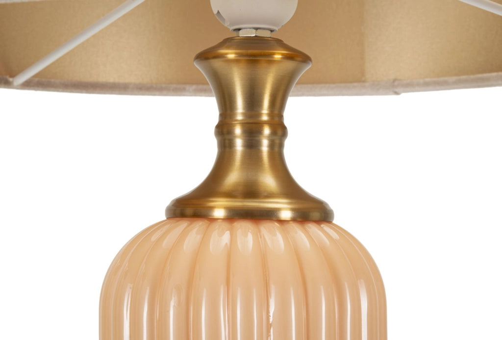 Lampada da Tavolo Perly Ø35,5x64 cm in Vetro e Ferro e Tessuto Perla e Oro