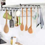 2 contenitori per tazze, tazze, appendiabiti, sotto mobile, supporto tazze, doppie file, accessori cucina, cuscini, cinture, sciarpe, chiavi, nero