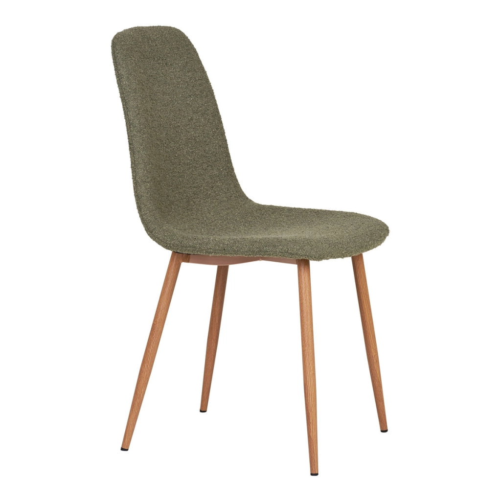 Set 2 sedie da pranzo Stockholm in Bouclé Verde Scuro con Gambe Effetto Legno