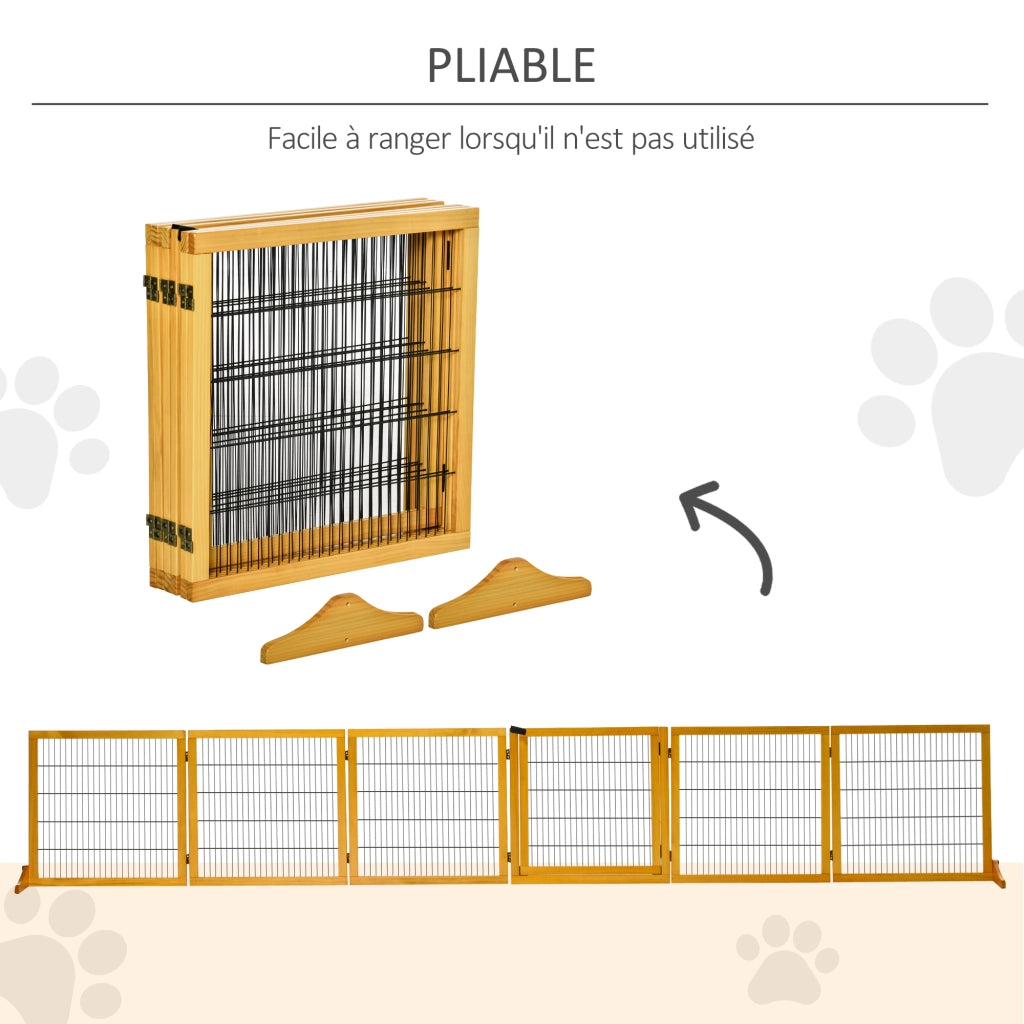 Barriera per cani pieghevole 6 pannelli ¨C zephmum ¨C giallo 432x36x70 cm