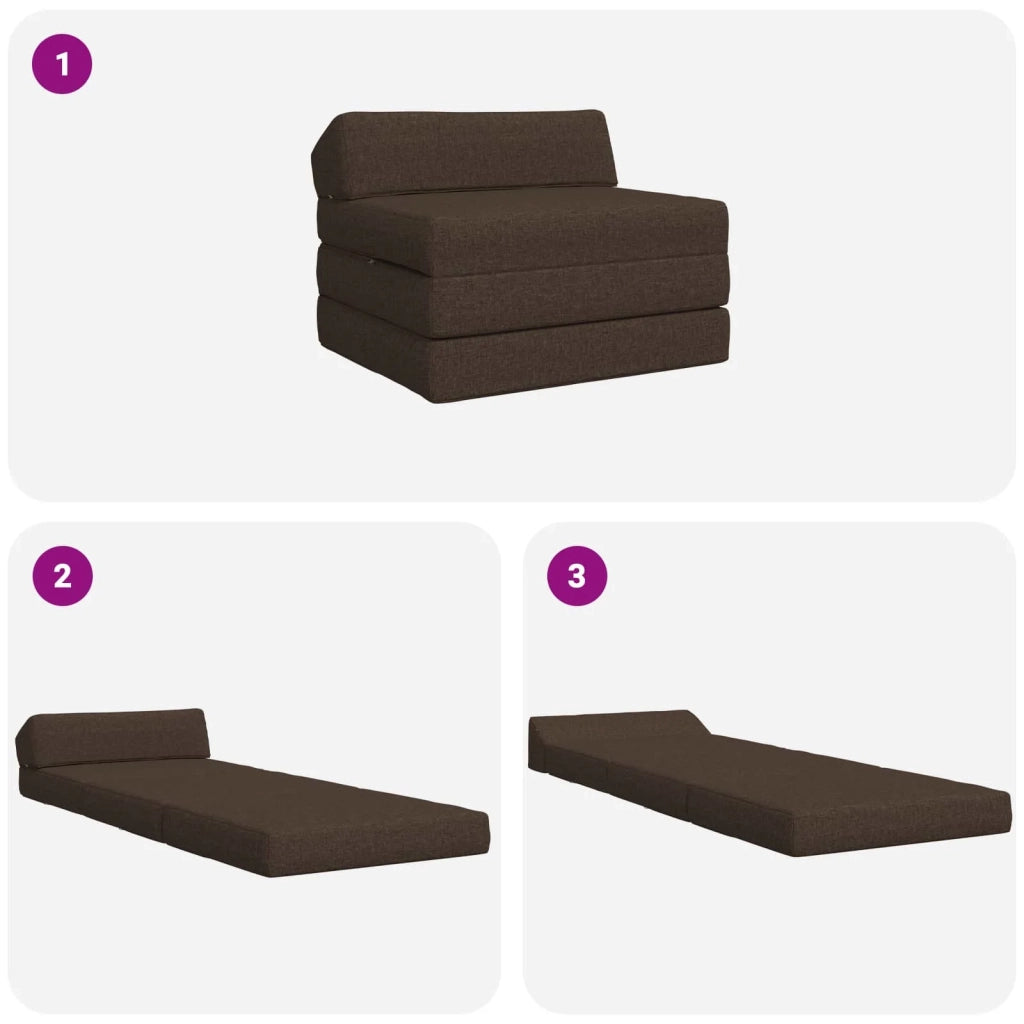 Divano Letto Pieghevole Tortora 200 x 70 x 10 cm Tessuto