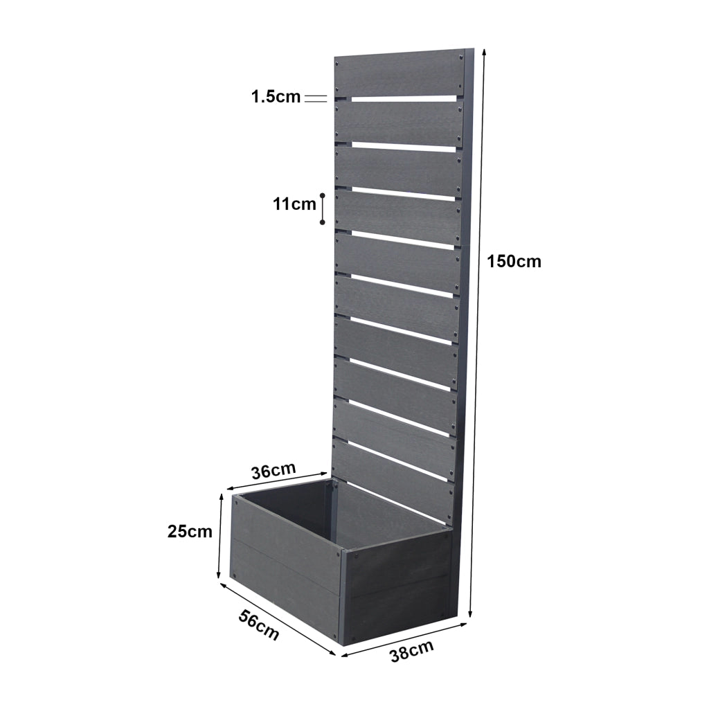 Fioriera con Spalliera Heerde in WPC 150 x 56 x 38 cm Grigio [en.casa]