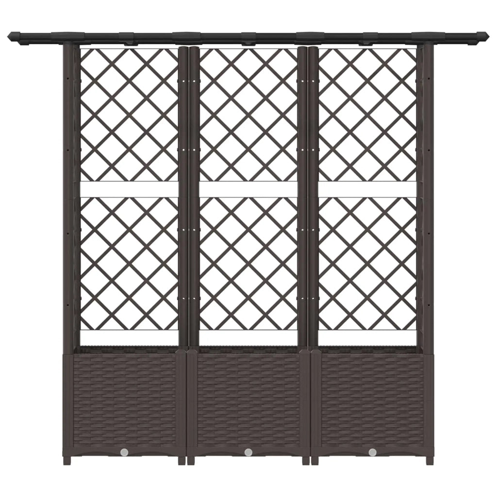 Letto Rialzato con Griglia e Tetto Marrone 162,5 x 40 x 138 cm 42032519