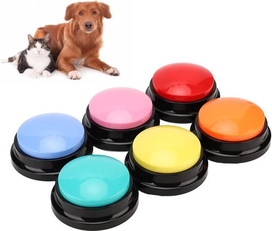 Dispositivo di registrazione vocale 6 pezzi - Addestramento comunicativo per cani e gatti - Buzzer 30 secondi - Registrazione e riproduzione di suoni per animali domestici.