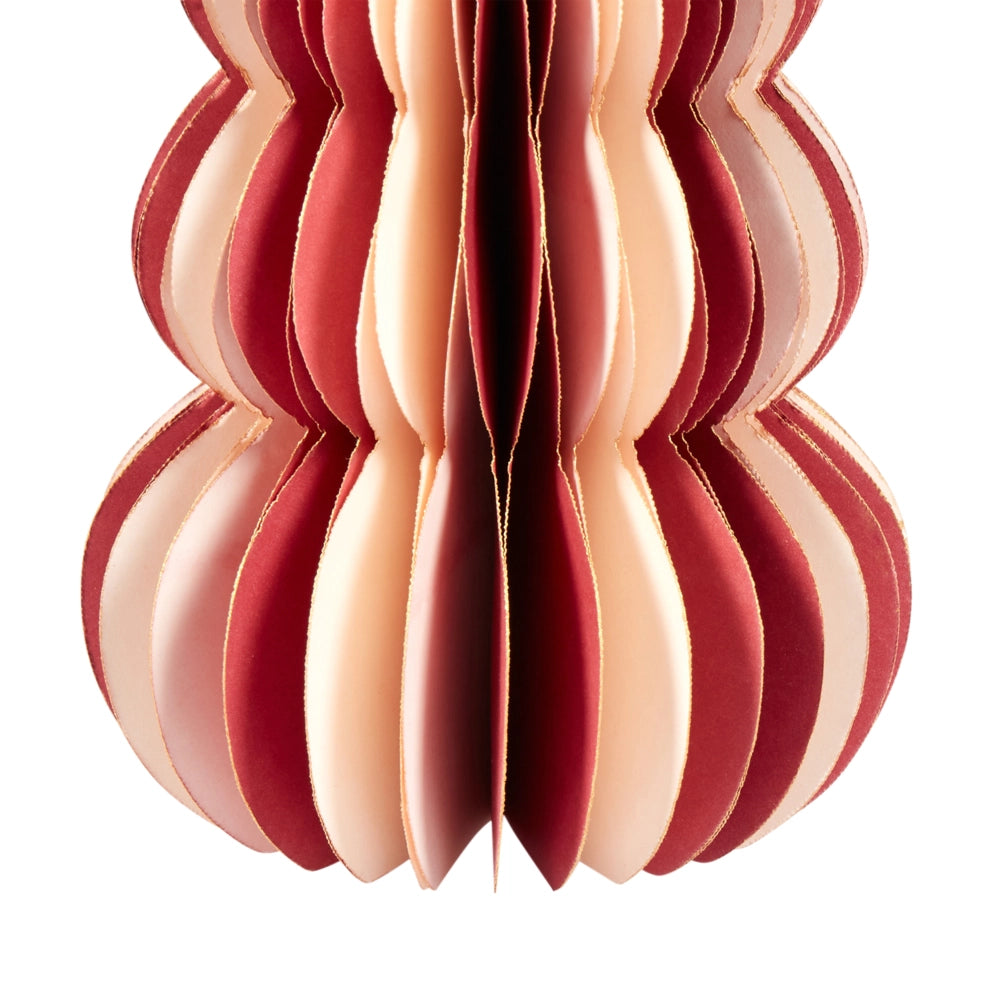 Set di 3 statuette a forma di Alberi di Natale in carta a nido d'ape beige e rosso decorazioni natalizie