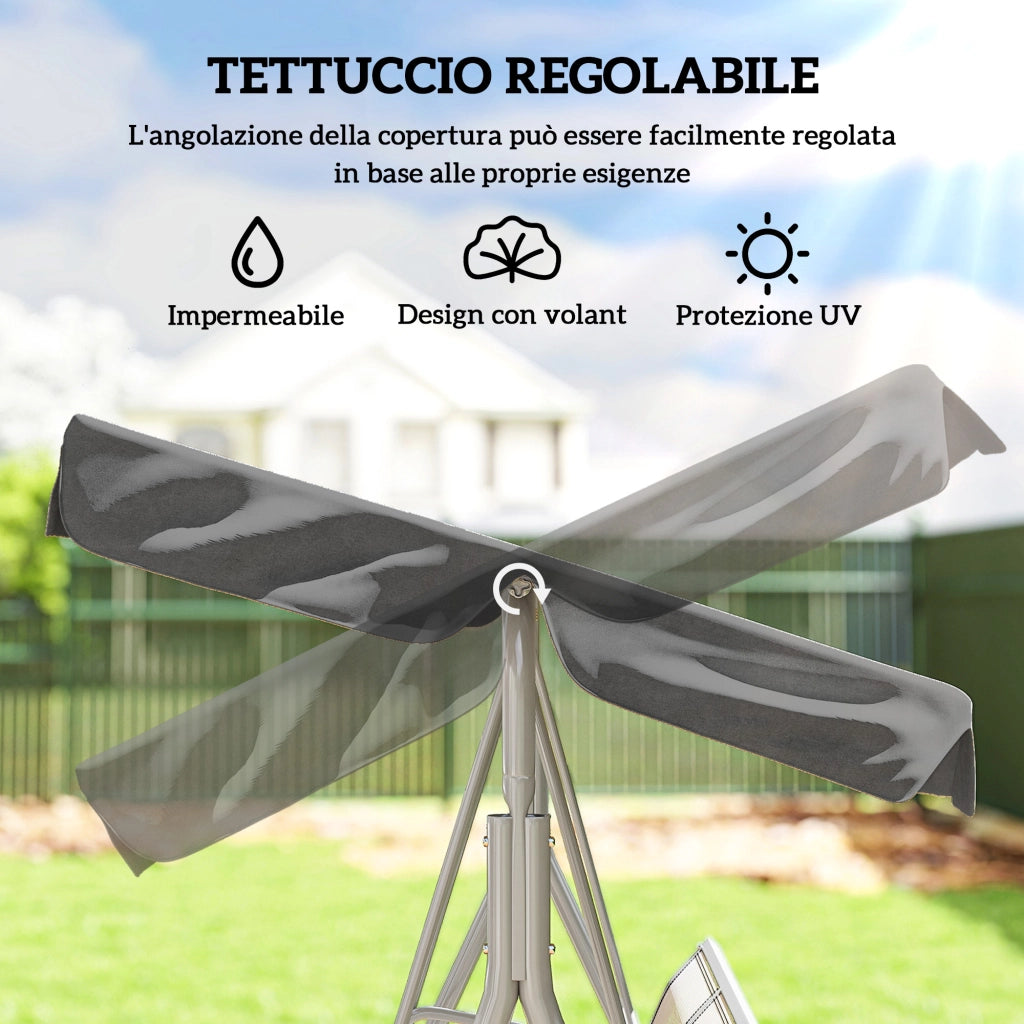 Dondolo 3 Posti ¨C Zephmum ¨C Grigio Metallo 171x108x154 cm