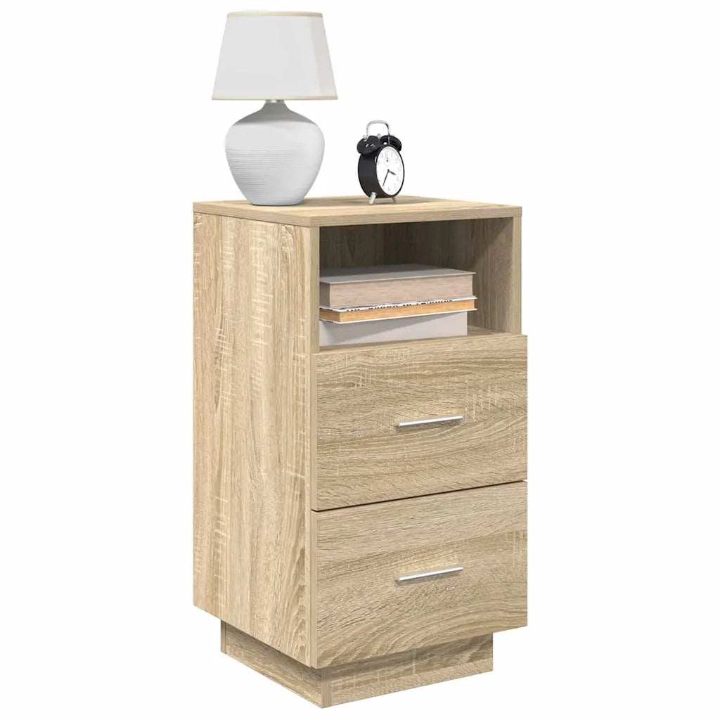 Comodino | Armadio da Notte | Mobiletto da notte con 2 Cassetti Rovere Sonoma 36x36x68 cm