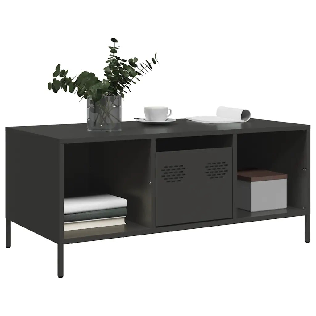 Tavolino-Tavolino da soggiorno-Tavolo Nero 101,5x50x43,5 cm in Acciaio Laminato a Freddo 516625