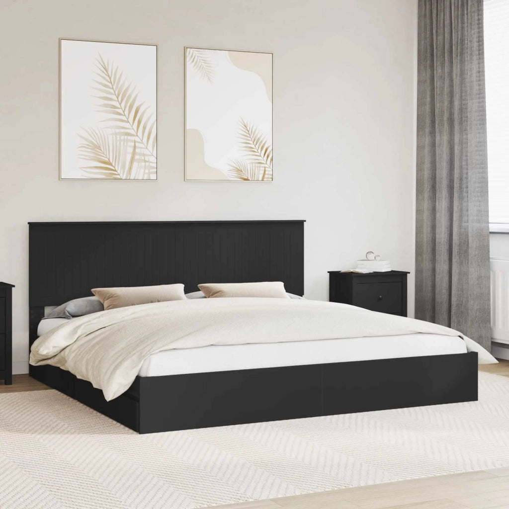 Letto con Contenitore Nero 200 x 200 cm Legno multistrato