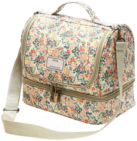 Borsa Insolata Grande per Picnic con Disegno di Fiori e Cinturino Regolabile (11L, C-Beige)