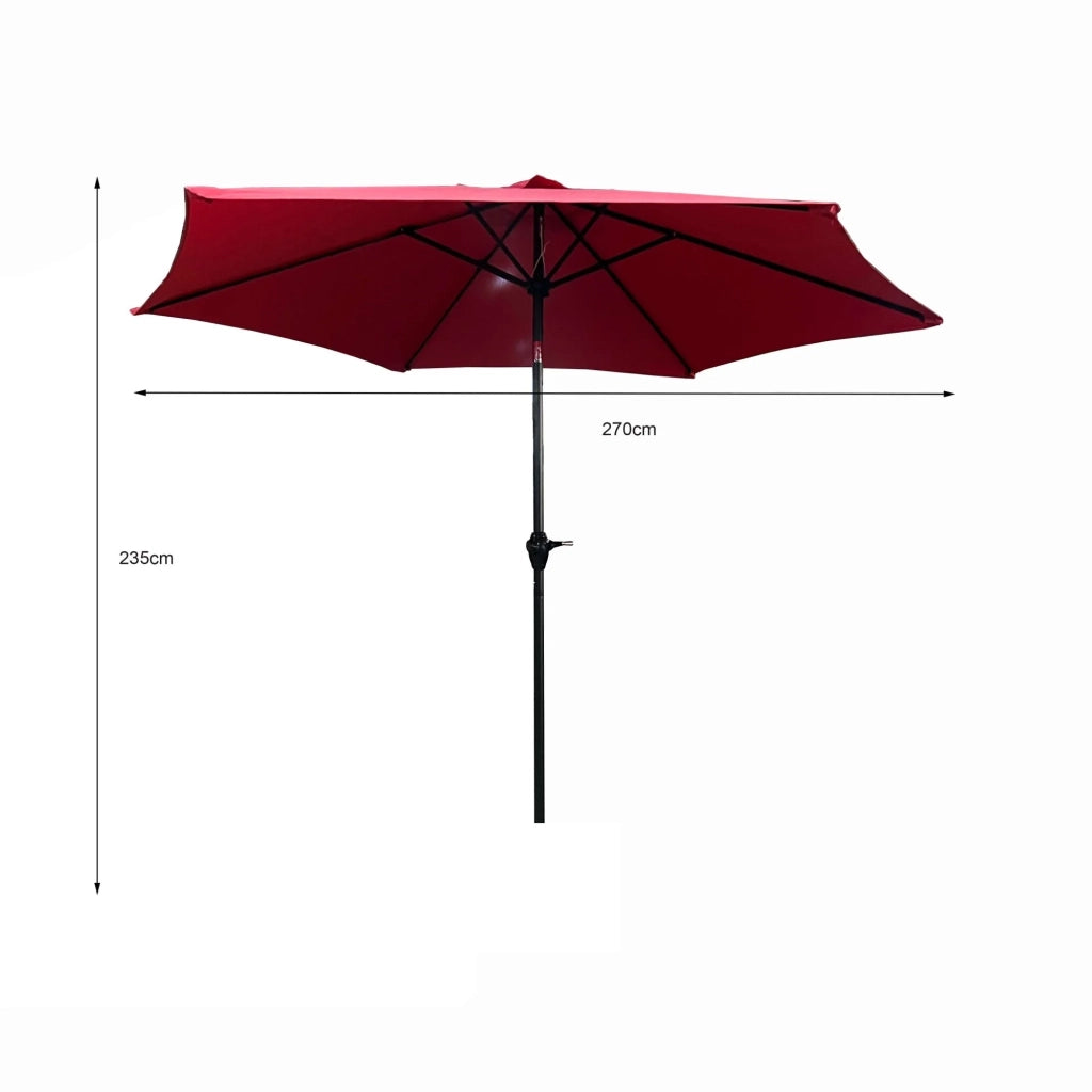 Ombrellone da giardino ORIENT con regolazione dell'inclinazione rosso peso 4,5 kg dimensioni 270x270x235 cm