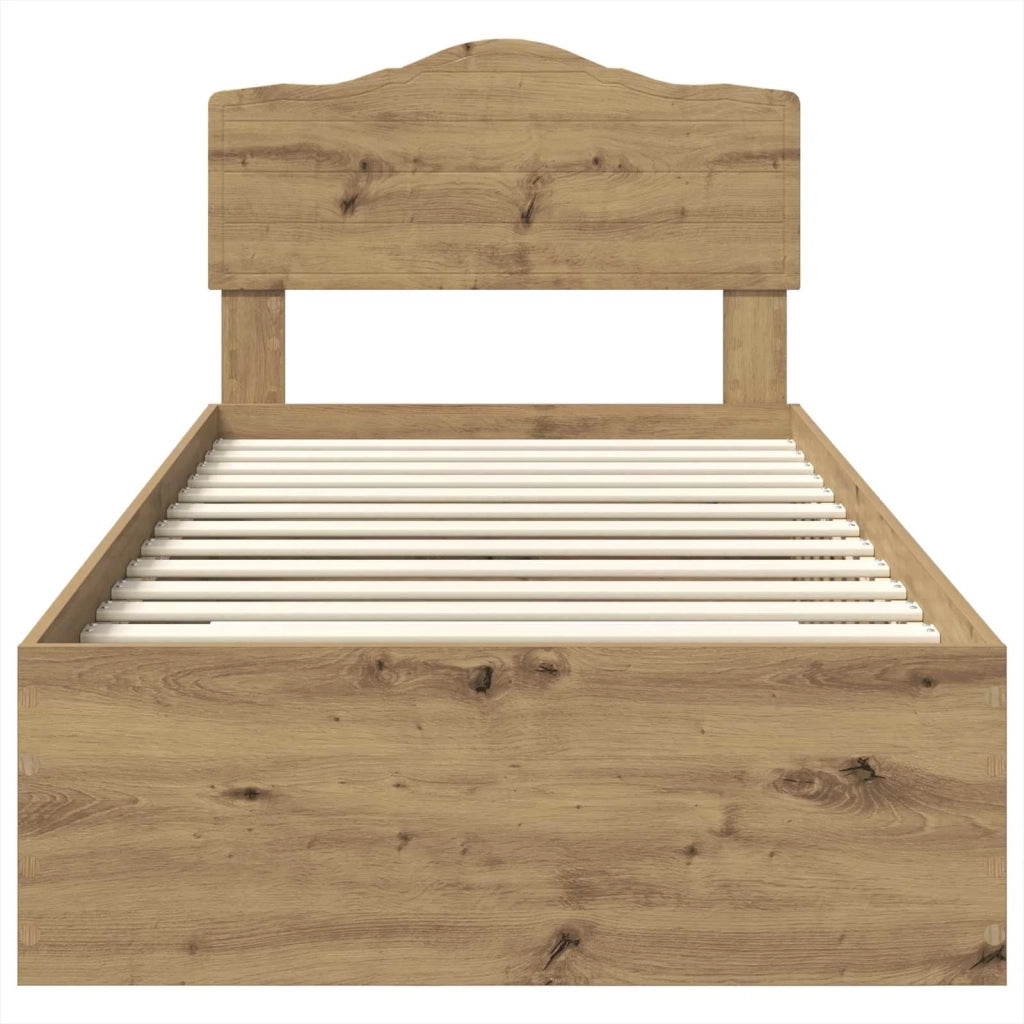 Struttura del letto con testiera Rovere artigianale 90 x 190 cm