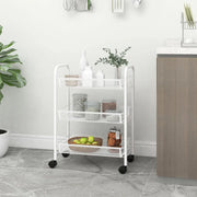 Carrello da Cucina con 3 Ripiani Bianco 46x26x64 cm in Ferro 336323