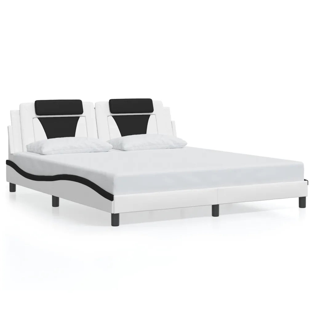 Giroletto Viana con LED senza Materasso-Struttura Letto Bianco e Nero 180x200 cm