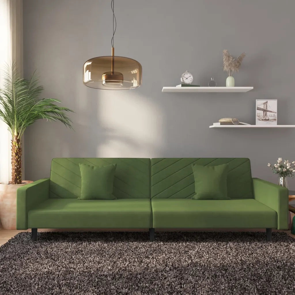 Divano letto | Sof¨¤ letto | Letto singolo a 2 Posti con 2 Cuscini Verde Scuro in Velluto