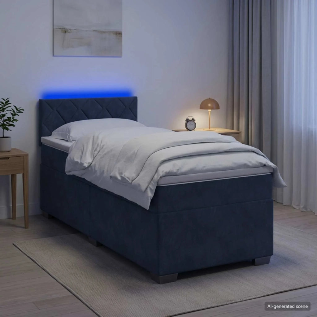 Letto con Box Spring, Materasso e LED Grigio Scuro 100 x 200 cm 3452127