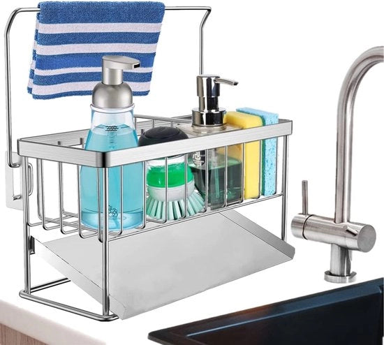 Caddy per lavandino Organizzatore con Sciacquatura automatica per spugne e accessori da cucina