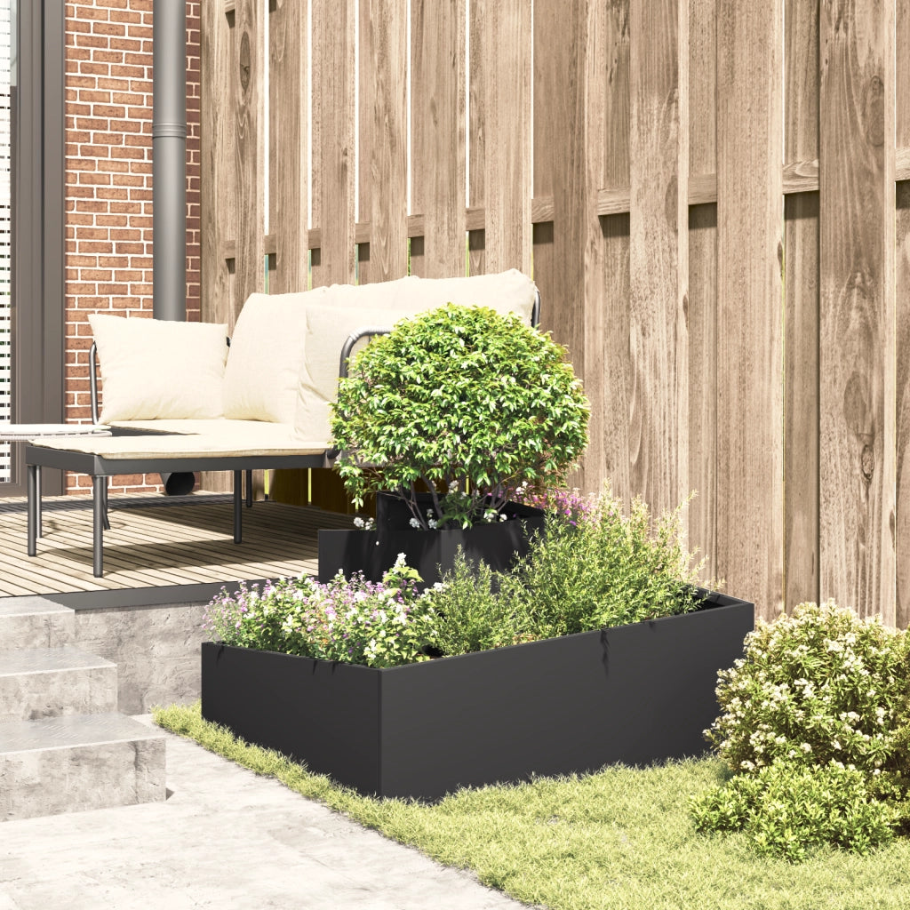 Fioriera Nera 80x80x50 cm Acciaio Laminato a Freddo
