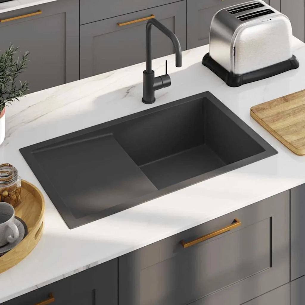 Lavello da Cucina Lavorato a Mano Nero Acciaio Inox CFW6828589
