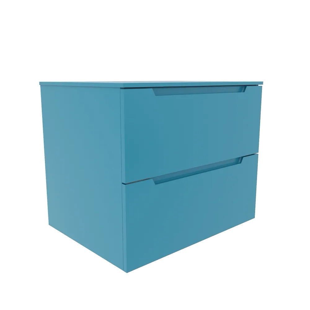 Mobile bagno sospeso 70cm dusk blue due cassetti soft-close con top | Bako