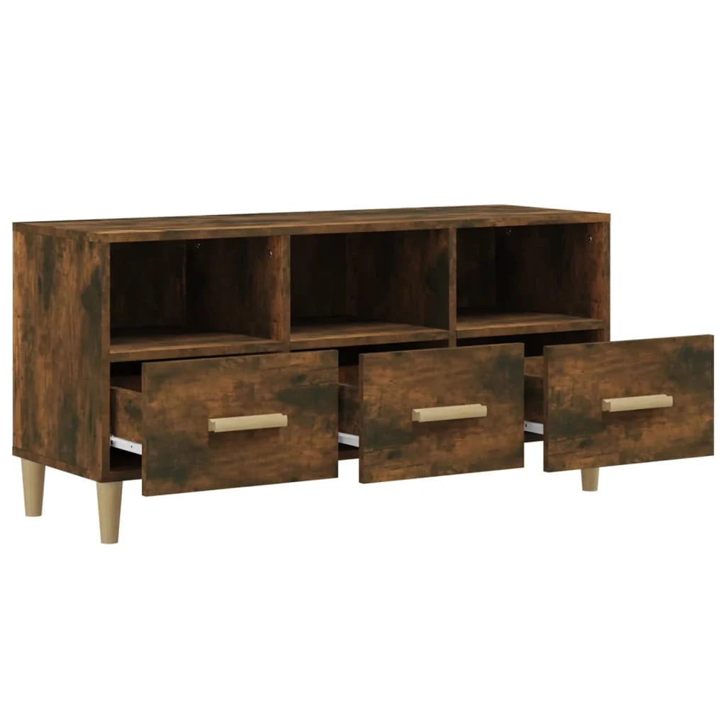Mobile TV multimediale scaffale TV credenza mobile TV sala da pranzo soggiorno camera da letto rovere affumicato 102 x 36 x 50 cm legno ingegnerizzato marrone 02_0027300