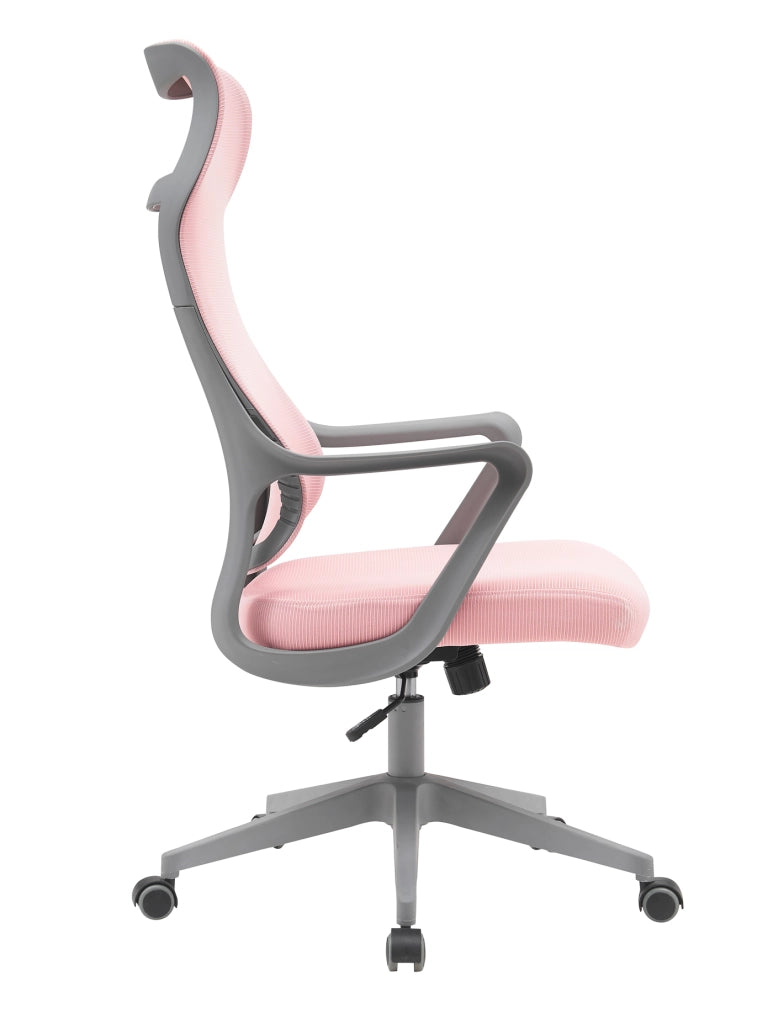 Sedia studio Hispanohogar altezza regolabile in tessuto rosa 127x67x69