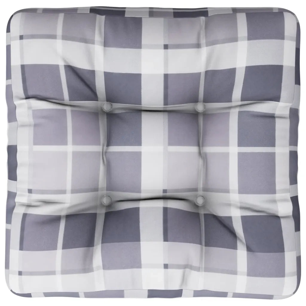 Cuscino per pallet | Cuscini per sedie a Quadri Grigio 58x58x10 cm in Tessuto