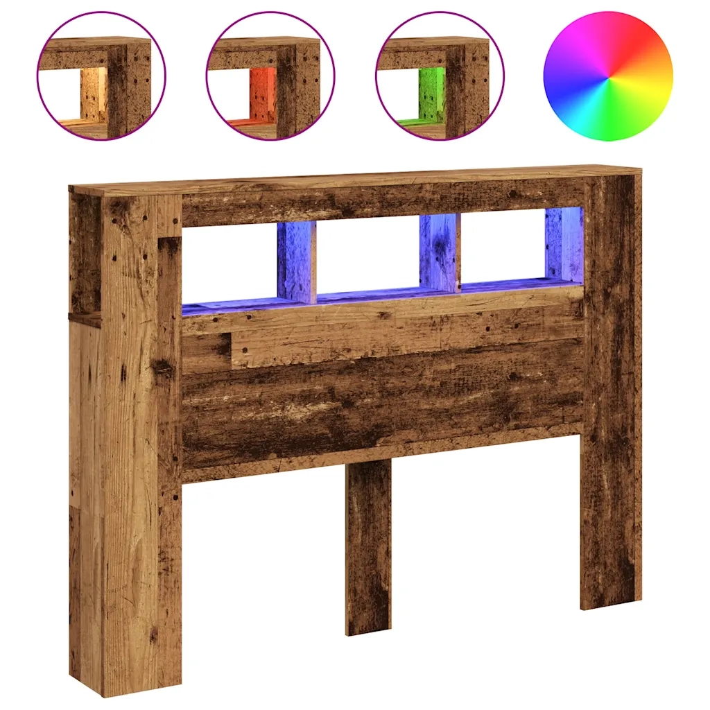 vidaXL Testiera LED Legno Antico 140x18,5x103,5 cm Legno Multistrato