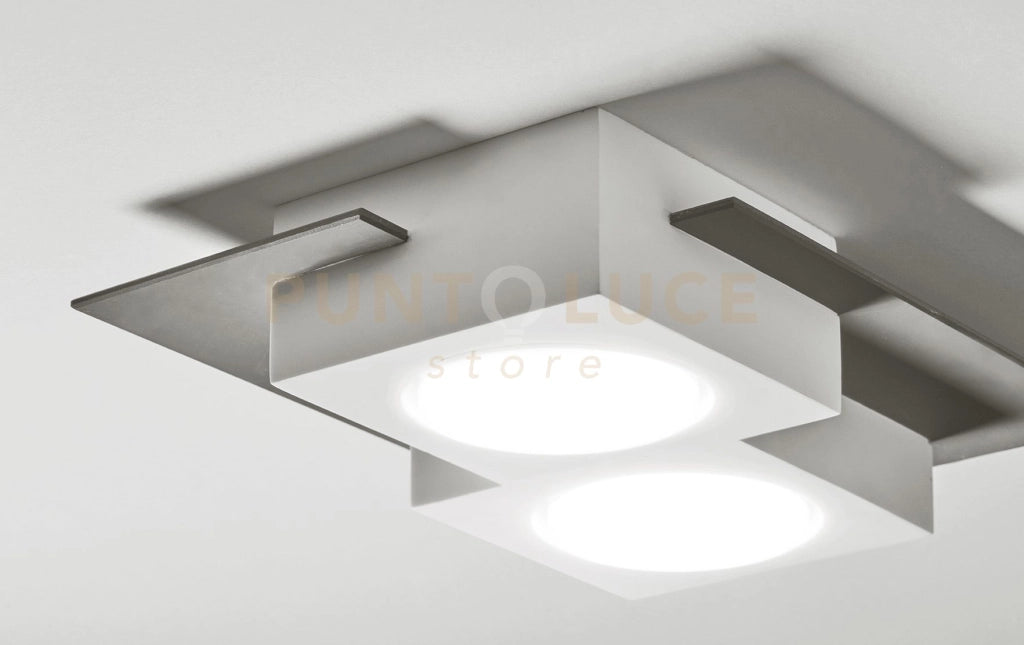 MILET lampada da Soffitto 2 Luci attacco GX53 grigio RAL 7039 l. 24,5cm in gesso e alluminio