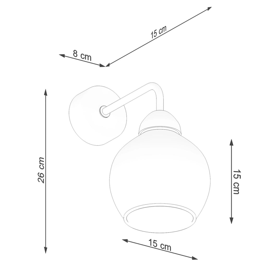 Applique Pure Lume ROVANO nera sfera vetro fumé E27