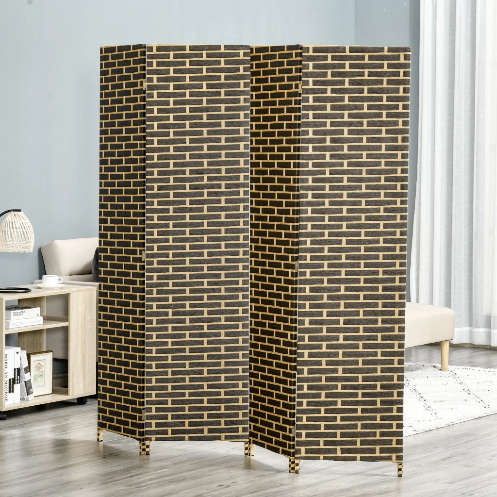 Paravento 4 Pannelli Pieghevole ¨C Xylo ¨C Legno Pioppo Fibre Carta Intrecciata 180x180cm Marrone