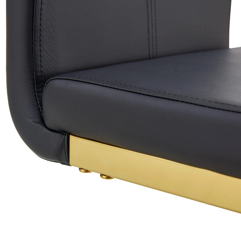 Set di 2 sgabelli da bar in PU nero con gambe dorate