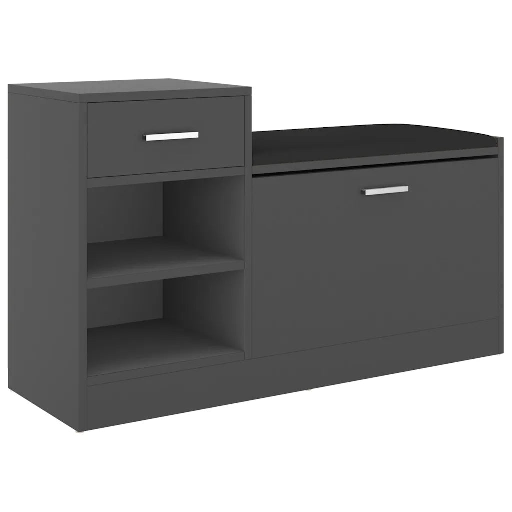 Panca Porta Scarpe Grigia 94,5x31x57 cm in Legno Multistrato 326743