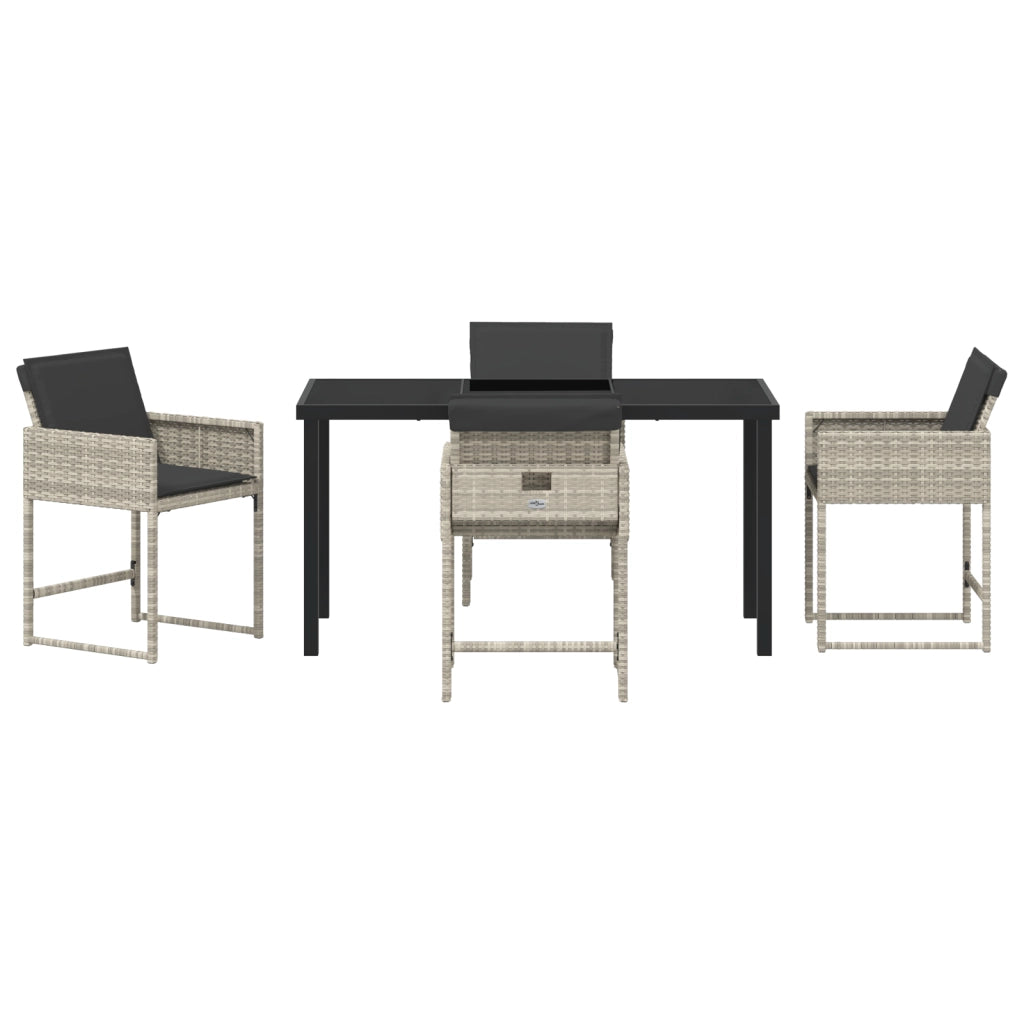 Set da Pranzo da Giardino 5 Pezzi con Cuscini Grigio Chiaro