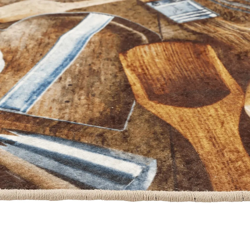 Tappeto da Cucina-Tappetino da Cucina Multicolore 60x180 cm Lavabile Antiscivolo 560868