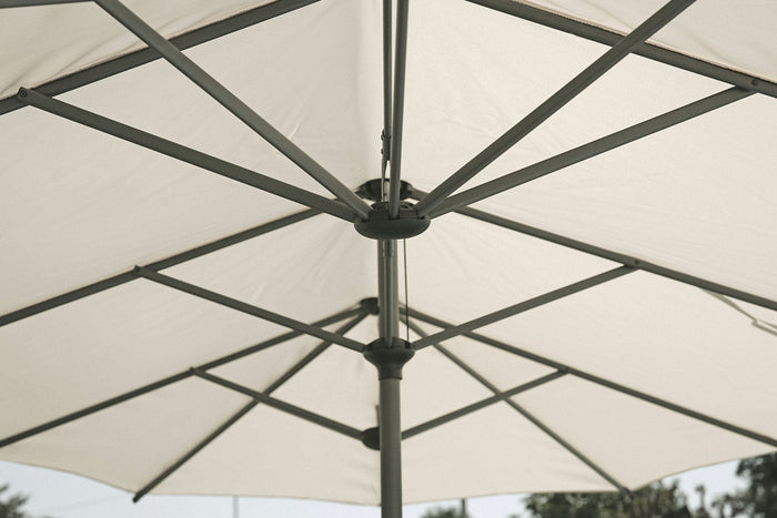 Ombrellone da Giardino Doppio 2x4m Palo Ø38 mm Antracite e Ecrù