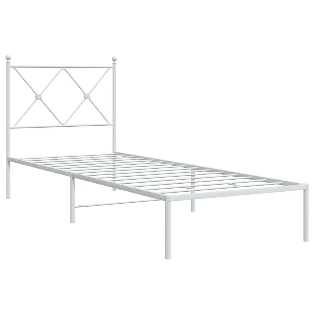 Giroletto con Testiera-Struttura Letto con testiera Metallo Bianco 80x200 cm 281262