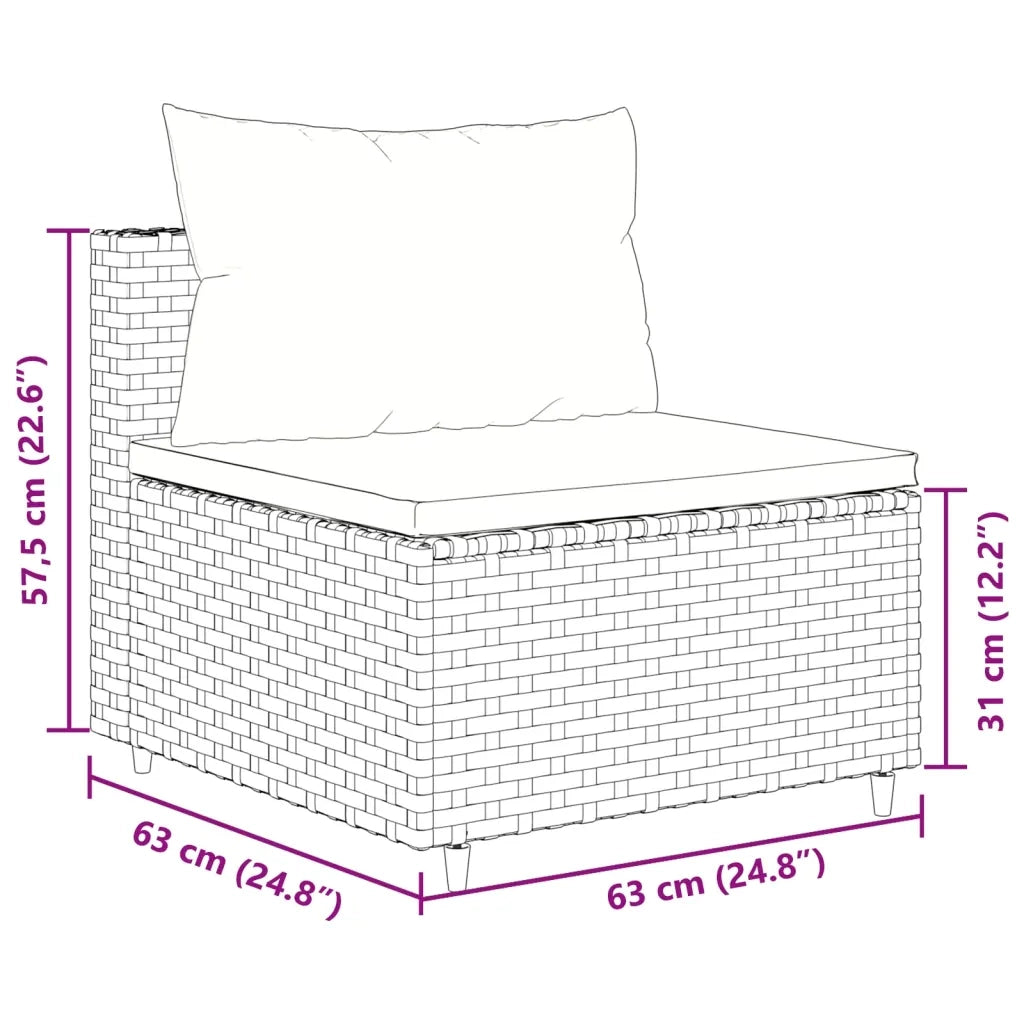 Set Divani da Giardino 10pz con Cuscini in Polyrattan Nero