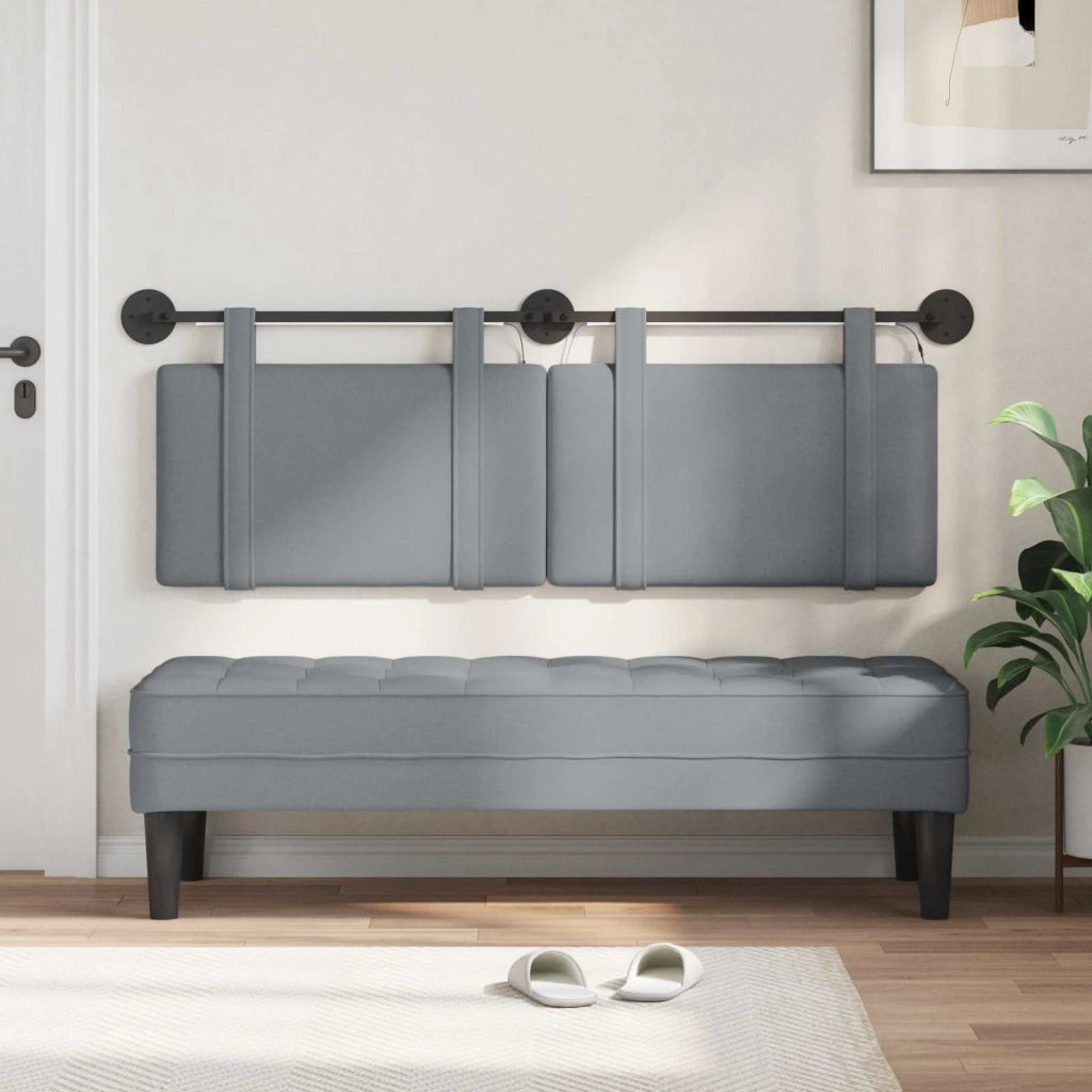 Testiera sospesa Con luce LED Grigio Chiaro Tessuto 3423937