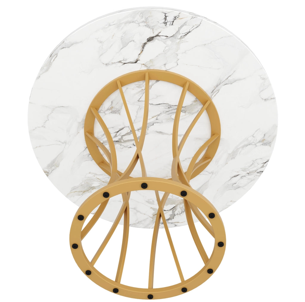Tavolo da pranzo rotondo 80 x 80 x 76 cm in MDF e metallo; colore oro