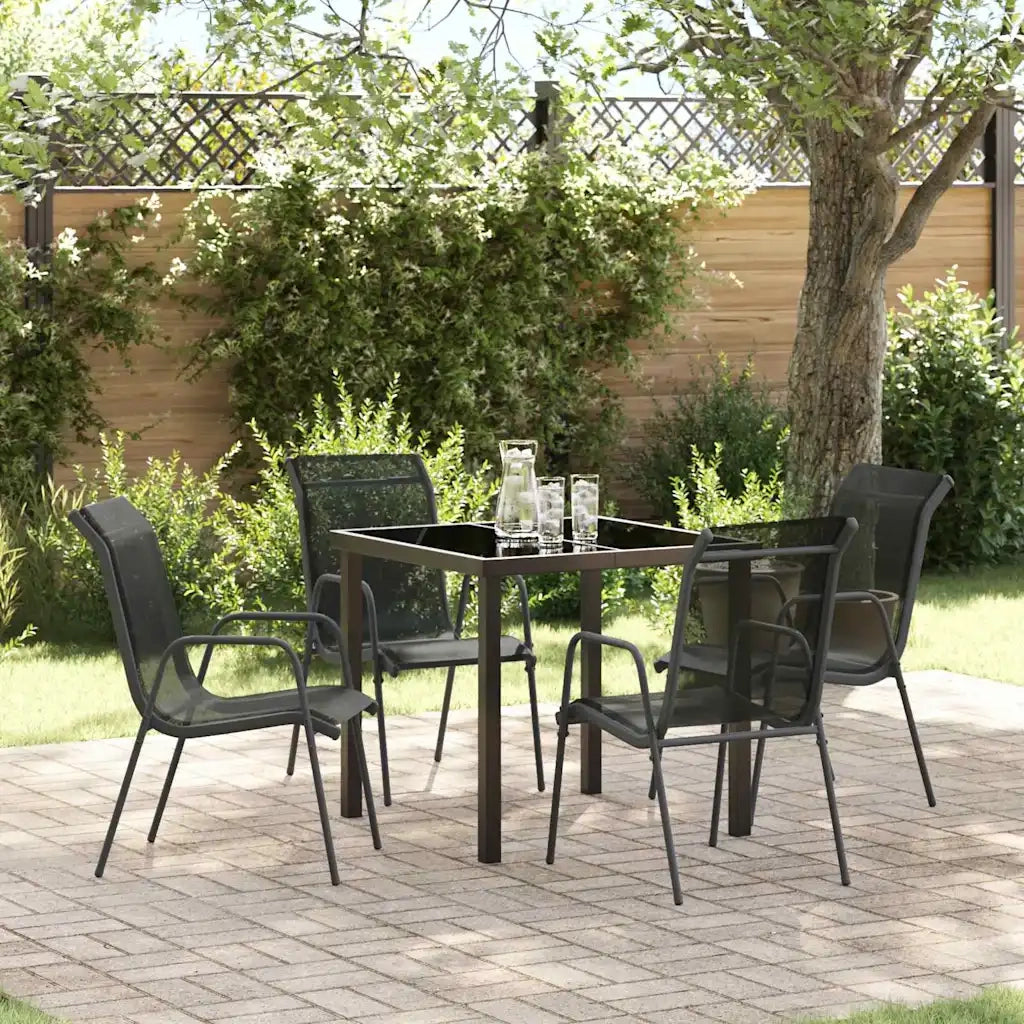 Set da Pranzo per Giardino 5 pcs Nero