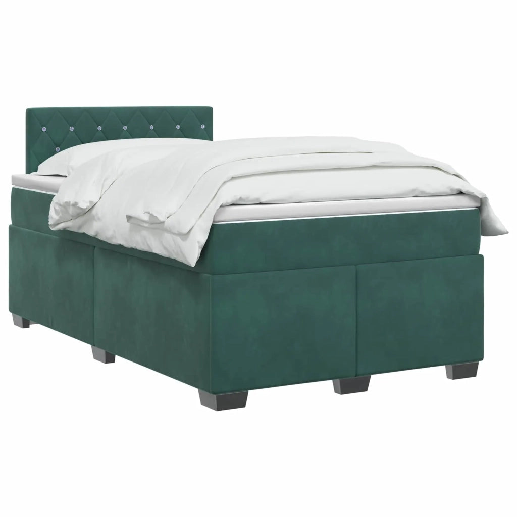 Letto box spring con materasso Verde Scuro 120 x 190 cm Velluto 3450671