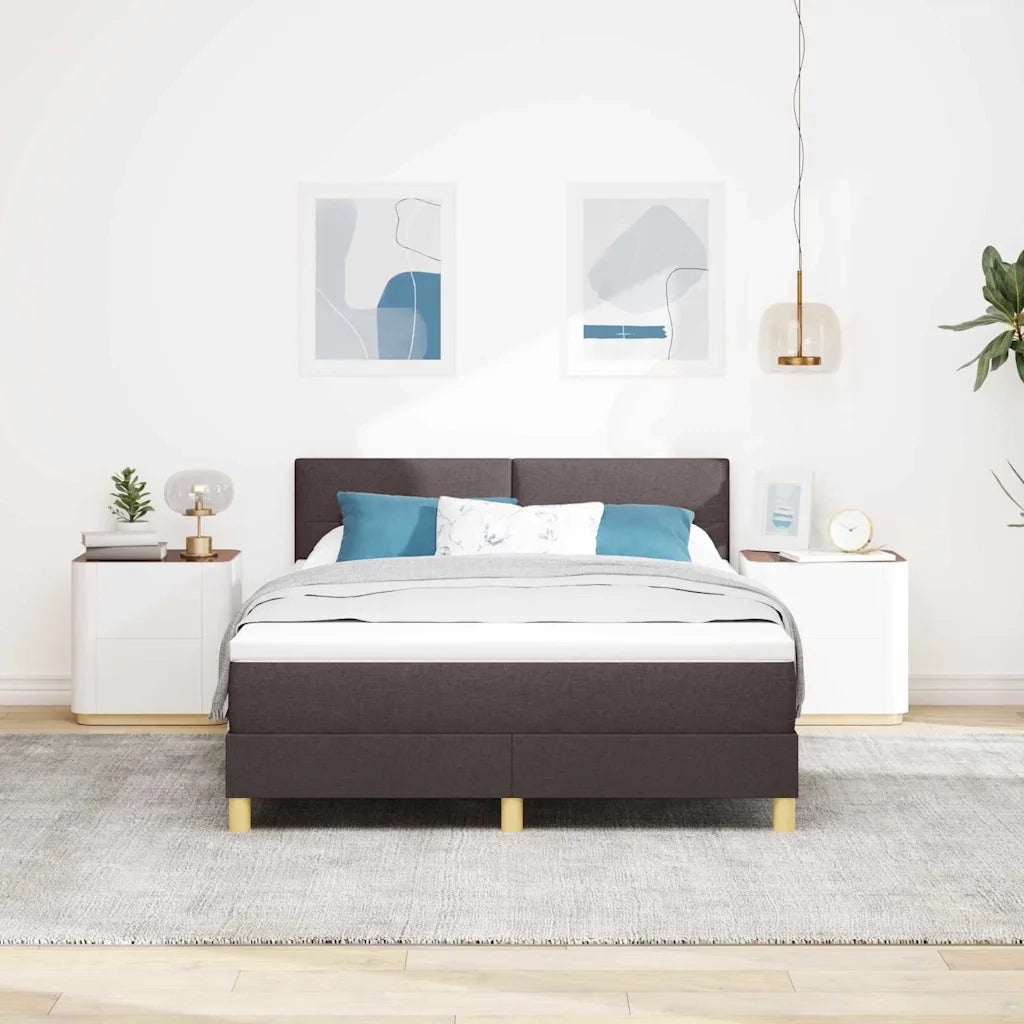 Letto a Sorgente LED Marrone Scuro 140 x 200 cm Tessuto 3342446