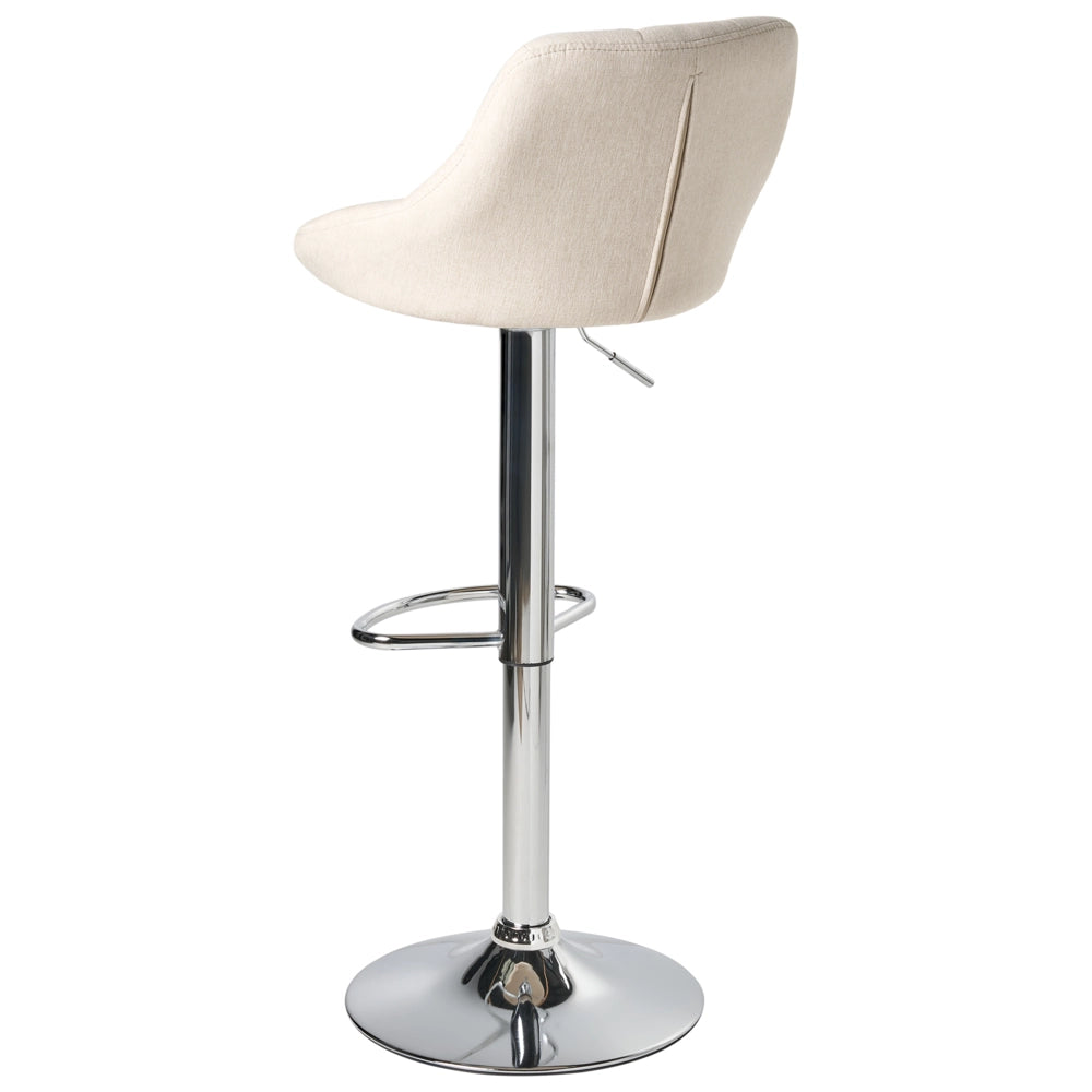 Set di 2 sgabelli da bar in tessuto beige chiaro con poggiapiedi in ferro argentato imbottiti Sala da pranzo tradizionale