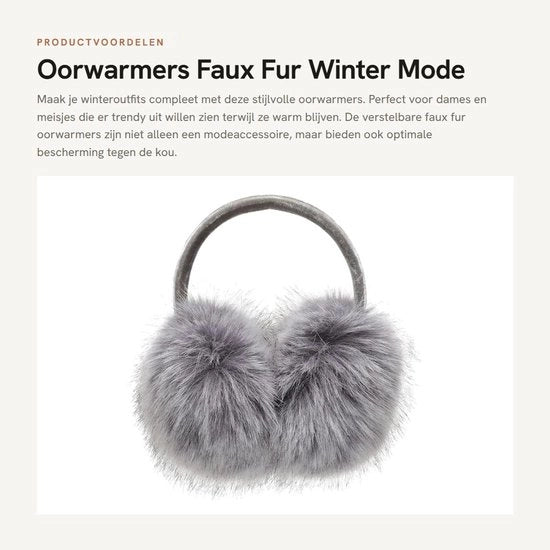 Orecchini da neve adattabili in pelliccia artificiale - accessori invernali per donne e ragazze - adatti per l'esterno - grigio/cachi - orecchini protettivi