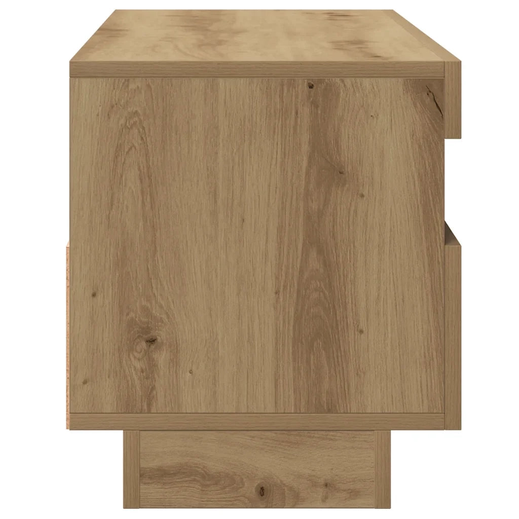 Mobile TV sospeso moderno con luci a LED 100 x 35 x 40 cm design di tendenza vano contenitore legno di rovere ingegnerizzato realizzato artigianalmente 02_0050867