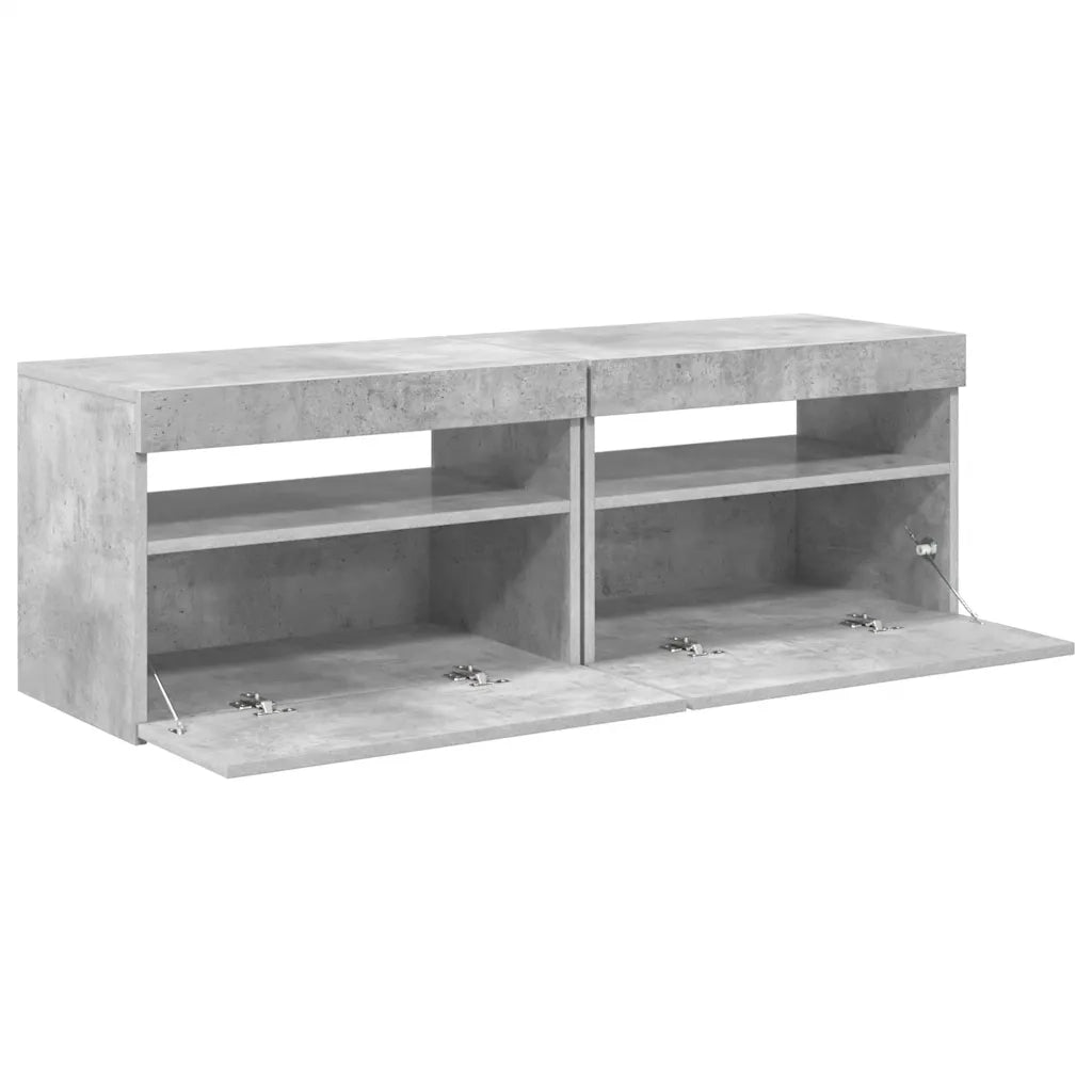 Mobili Porta TV con Luci LED 2 pz Grigio Cemento 60x35x40 cm cod mxl 33930