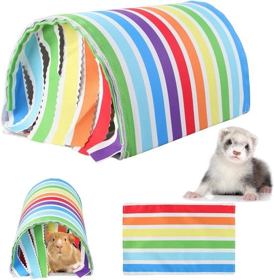 Tunnel Casa per Animali Piccoli - Nido Plush con Doppio Matrimonio per Animali (Arcobaleno)