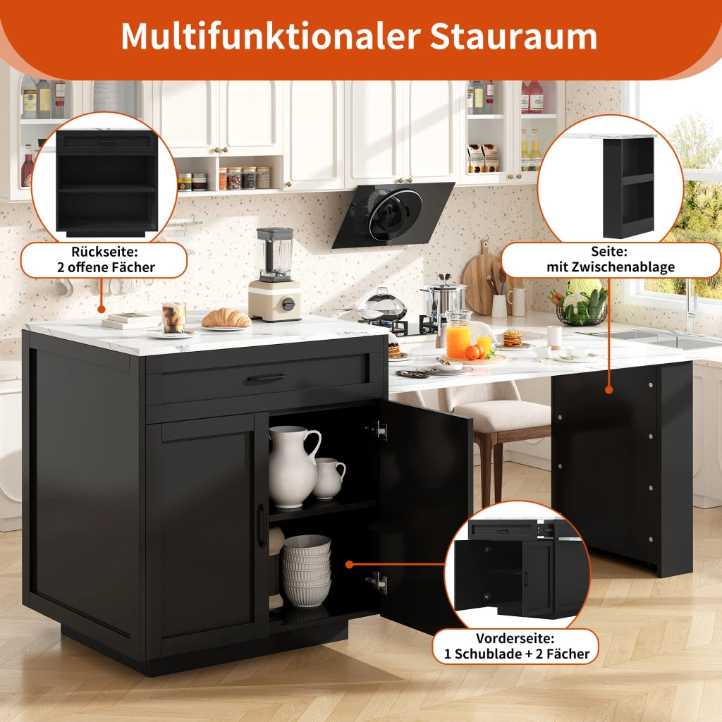 TAVOLO BAR Estensibile 98-204x70x93,5 cm MDF Nero con contenitore